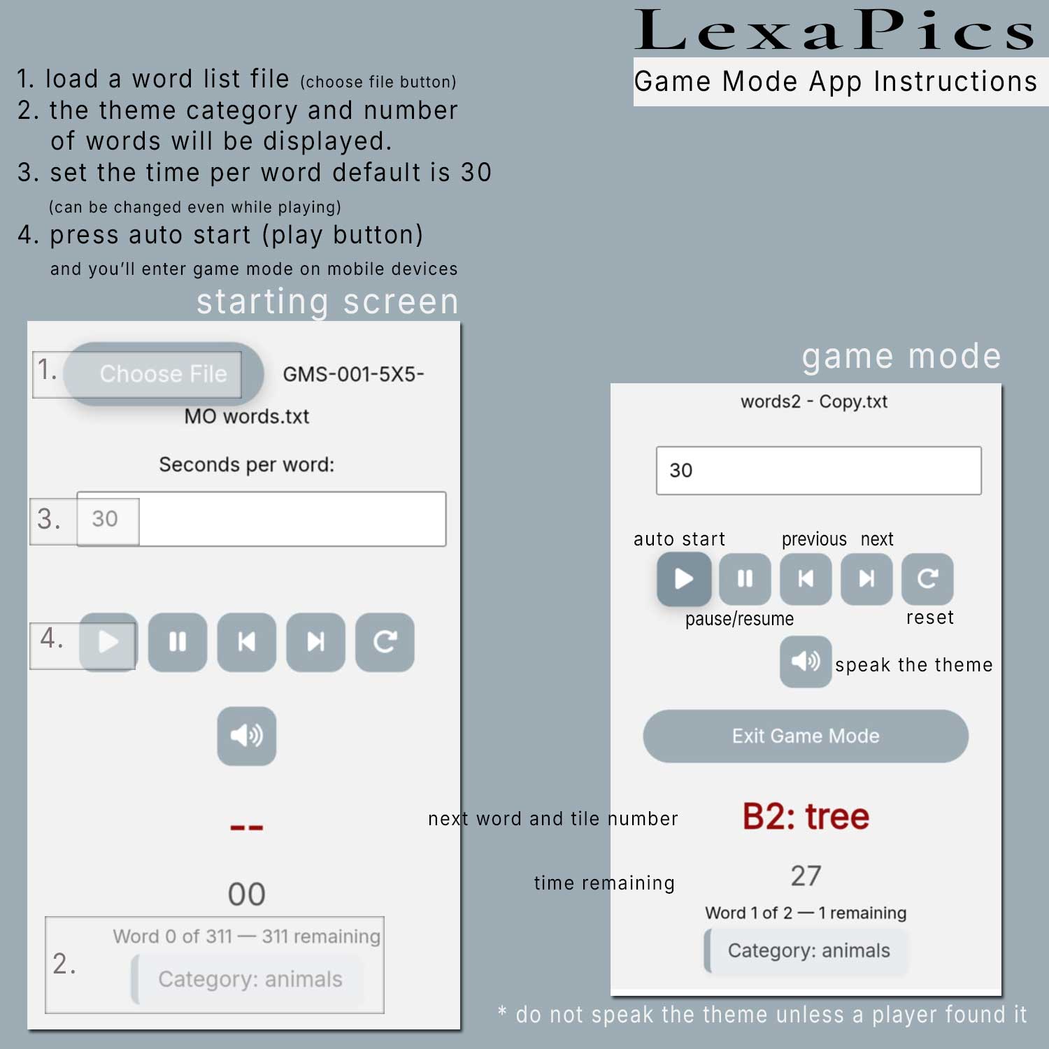 LexaPics web app gui